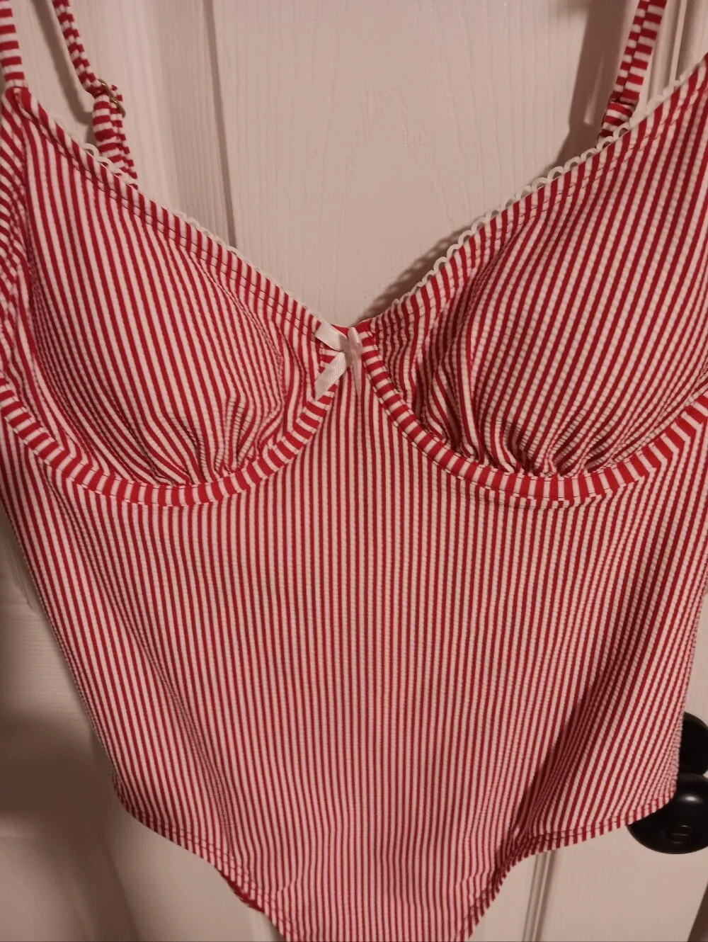 No Boundaries Red & White Striped One Piece Bathing Suit. Medium NWT